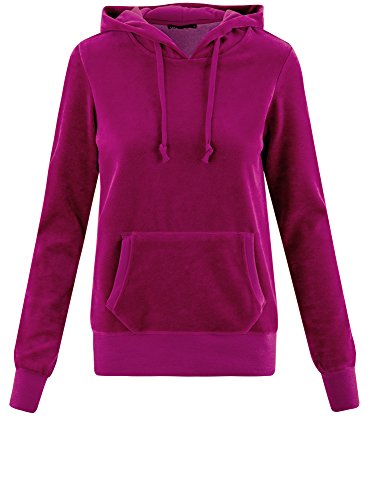 oodji Ultra Mujer Sudadera Básica con Bolsillo, Rojo, ES 36 / XS