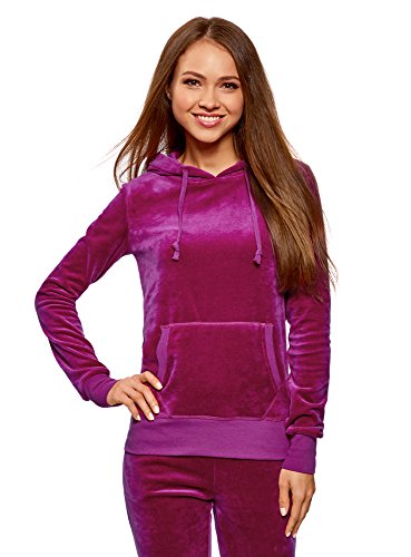 oodji Ultra Mujer Sudadera Básica con Bolsillo, Rojo, ES 36 / XS