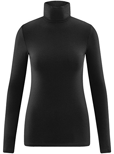 oodji Ultra Mujer Suéter de Cuello Alto Básico, Negro, ES 34 / XXS