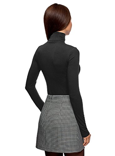oodji Ultra Mujer Suéter de Cuello Alto Básico, Negro, ES 34 / XXS