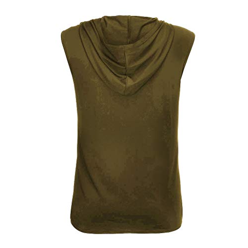 OPAKY Camiseta de Tirantes Deporte Hombre Hombres Chaqueta con Capucha de Empalme a Rayas con Remiendo sin Mangas con Capucha en Contraste Tops Basica Fitness Gym Camiseta Deportiva t-Shirt