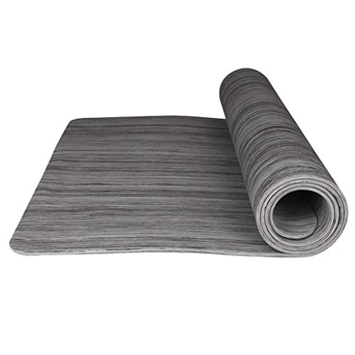 OPGB Grano Madera Yoga Mat, Eco Friendly PoE Colchoneta Ejercicio Duradero Antideslizante Acolchada Pilates Mat Venta Equipo Entrenamiento Casa meditación Gimnasia Aptitud,Grey-185 * 68 * 0.6cm