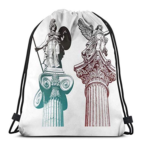 OPLKJ griego clásico estatua romana Atenea bolso con cordón para niños y niñas bolsas de gimnasio