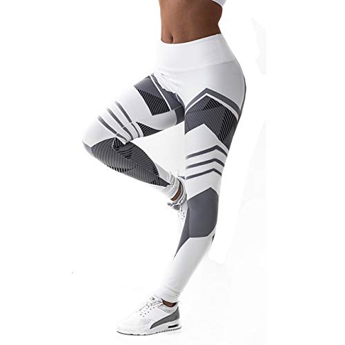 OPNIGHDYMD Las Mujeres Camo Pantalones de la Yoga, Entrenamiento de Talle Alto Gimnasio Legging de Control de la Panza Ejecución de Legging, Tamaño: M (Color : White)