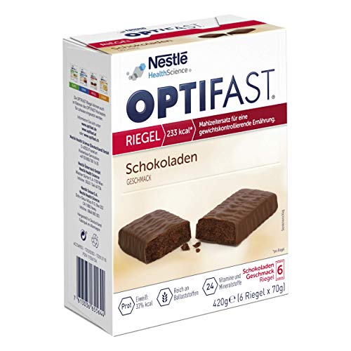 OPTIFAST Barritas Chocolate. Estuche de 6 barritas de 65g cada una, sustitutivas de la comida para control de peso