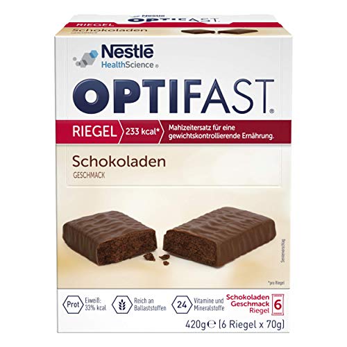 OPTIFAST Barritas Chocolate. Estuche de 6 barritas de 65g cada una, sustitutivas de la comida para control de peso