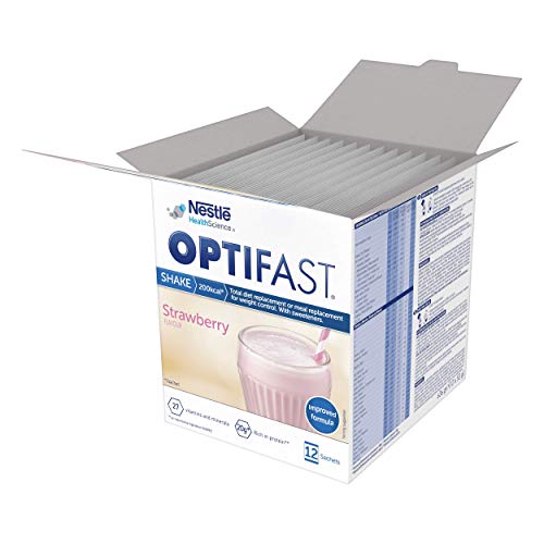 OPTIFAST Batido Fresa - Envase de 12 sobres de 53g cada uno, sustitutivos de la comida para control de peso