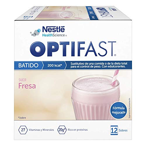 OPTIFAST Batido Fresa - Envase de 12 sobres de 53g cada uno, sustitutivos de la comida para control de peso OPTIFAST Batido Fresa - Envase de 12 sobres de 53g cada uno, sustitutivos de la comida para control de peso