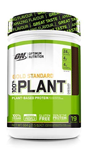 Optimum Nutrition ON 100% Plant Gold Standard, Proteína Vegana en Polvo, para Masa Muscular y Musculacion, fuente de Vitamina C y B12, Chocolate, 19 porciones, 684 g