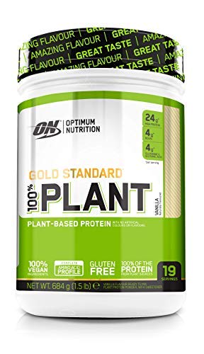 Optimum Nutrition ON 100% Plant Gold Standard, Proteína Vegana en Polvo, para Masa Muscular y Musculacion, fuente de Vitamina C y B12, Vainilla, 19 porciones, 684 g