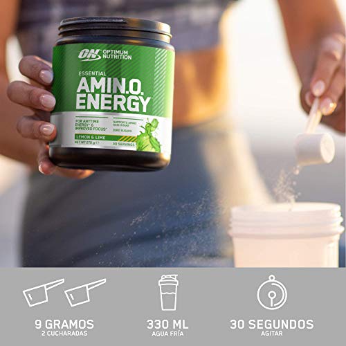 Optimum Nutrition ON Amino Energy Pre Workout en Polvo, Bebida Energética con Beta Alanina, Vitamina C, Cafeína, Aminoacidos Incluyendo BCAA, Piña, 30 Porciones, 270g, Embalaje Puede Variar