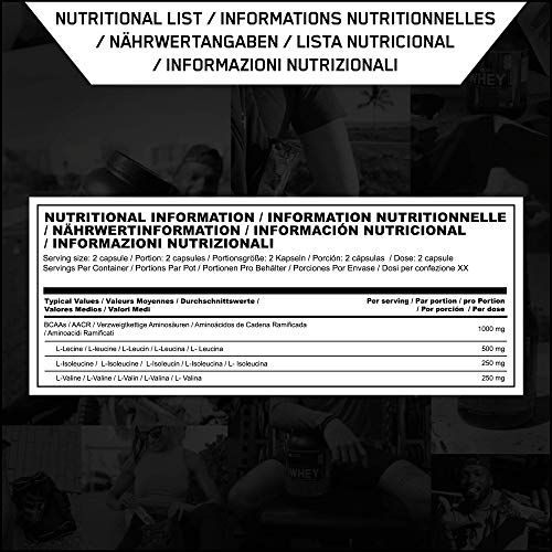 Optimum Nutrition ON BCAA 1000, Cápsulas BCAA, Suplementos Deportivos, Rico en Aminoacidos Ramificados y Esenciales, para mejor recuperación, sin sabor, 100 porciones, 200 Cápsulas