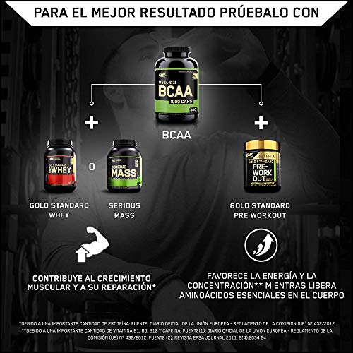 Optimum Nutrition ON BCAA 1000, Cápsulas BCAA, Suplementos Deportivos, Rico en Aminoacidos Ramificados y Esenciales, para mejor recuperación, sin sabor, 100 porciones, 200 Cápsulas