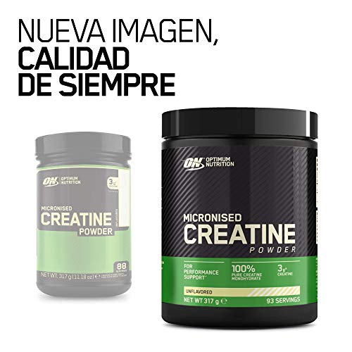 Optimum Nutrition ON Creatina Monohidrato Micronizada, Creatina en Polvo, Suplementos Deportivos para Rendimiento, Sin Sabor, 93 Porciones, 317 g, Embalaje Puede Variar