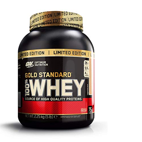 Optimum Nutrition ON Gold Standard 100% whey proteína en polvo suplementos deportivos con glutamina y aminoacidos micronizados incluyendo BCAA, cinnamon roll, 75 porciones, 2.27 kg