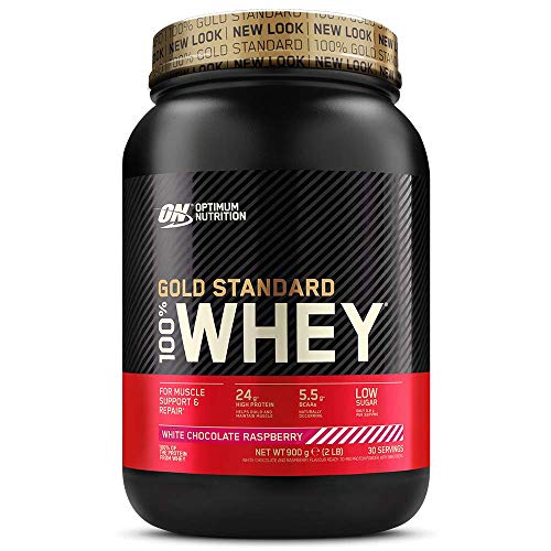 Optimum Nutrition ON Gold Standard 100% Whey Proteína en Polvo Suplementos Deportivos, Glutamina y Aminoacidos, BCAA, Chocolate Blanco y Frambuesa, 30 Porciones, 900 g, Embalaje Puede Variar Optimum Nutrition ON Gold Standard 100% Whey Proteína en Polvo Suplementos Deportivos, Glutamina y Aminoacidos, BCAA, Chocolate Blanco y Frambuesa, 30 Porciones, 900 g, Embalaje Puede Variar