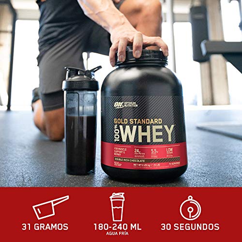 Optimum Nutrition ON Gold Standard 100% Whey Proteína en Polvo Suplementos Deportivos, Glutamina y Aminoacidos, BCAA, Chocolate Blanco y Frambuesa, 76 Porciones, 2.28 kg, Embalaje Puede Variar