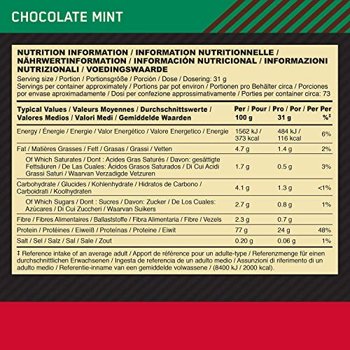 Optimum Nutrition ON Gold Standard 100% Whey Proteína en Polvo Suplementos Deportivos, Glutamina y Aminoacidos, BCAA, Chocolate y Menta, 73 Porciones, 2.26kg, Embalaje Puede Variar Optimum Nutrition ON Gold Standard 100% Whey Proteína en Polvo Suplementos Deportivos, Glutamina y Aminoacidos, BCAA, Chocolate y Menta, 73 Porciones, 2.26kg, Embalaje Puede Variar