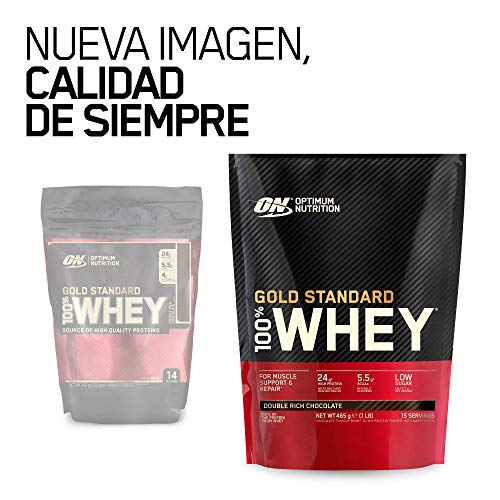 Optimum Nutrition ON Gold Standard 100% Whey Proteína en Polvo Suplementos Deportivos, Glutamina y Aminoacidos, BCAA, Double Rich Chocolate, 15 Porciones, 465g, Embalaje Puede Variar