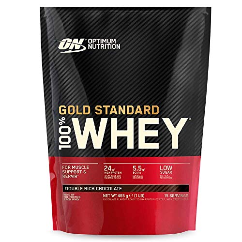 Optimum Nutrition ON Gold Standard 100% Whey Proteína en Polvo Suplementos Deportivos, Glutamina y Aminoacidos, BCAA, Double Rich Chocolate, 15 Porciones, 465g, Embalaje Puede Variar