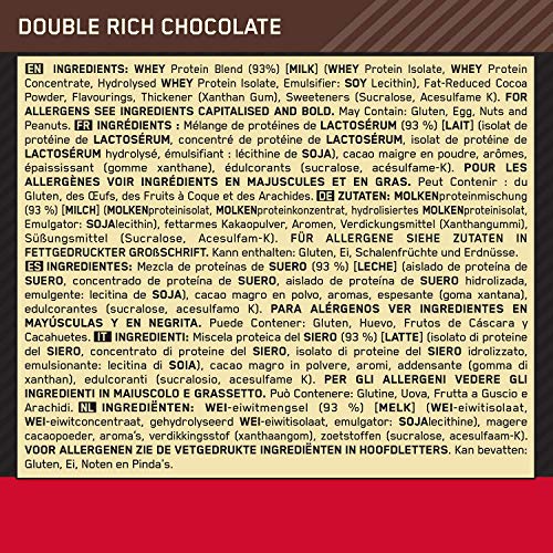 Optimum Nutrition ON Gold Standard 100% Whey Proteína en Polvo Suplementos Deportivos, Glutamina y Aminoacidos, BCAA, Double Rich Chocolate, 73 Porciones, 2.26kg, Embalaje Puede Variar