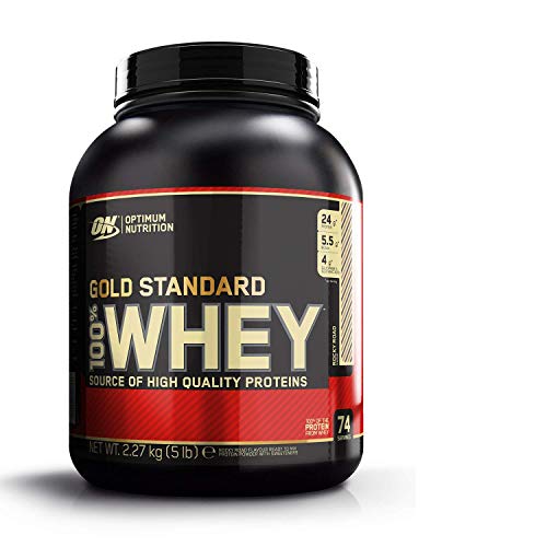 Optimum Nutrition ON Gold Standard 100% Whey Proteína en Polvo Suplementos Deportivos, Glutamina y Aminoacidos, BCAA, Rocky Road, 72 Porciones, 2.27 kg