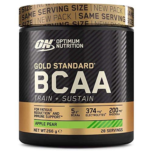 Optimum Nutrition ON Gold Standard BCAA Polvo, Suplementos Deportivos con Aminoacidos, Vitamina C, Zinc, Magnesio y Electrolitos, Manzana y Pera, 28 Porciones, 266g, Embalaje Puede Variar