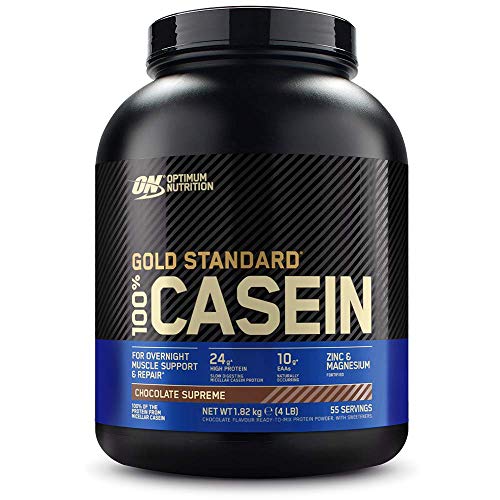 Optimum Nutrition ON Gold Standard Casein, Proteinas de Caseina en Polvo con BCAA Aminoacidos Esenciales, Zinc y Magnesio en Polvo, Chocolate, 55 Porciones, 1,82 kg, Embalaje Puede Variar