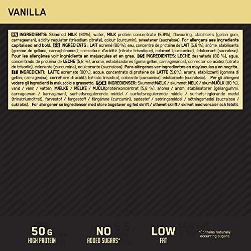 Optimum Nutrition ON High Protein Shake, Batidos de Proteinas para Aumentar Masa Muscular, Paquete de 10 Batidos, Vainilla, 10 x 500 ml Optimum Nutrition ON High Protein Shake, Batidos de Proteinas para Aumentar Masa Muscular, Paquete de 10 Batidos, Vainilla, 10 x 500 ml