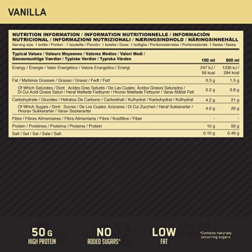 Optimum Nutrition ON High Protein Shake, Batidos de Proteinas para Aumentar Masa Muscular, Paquete de 10 Batidos, Vainilla, 10 x 500 ml Optimum Nutrition ON High Protein Shake, Batidos de Proteinas para Aumentar Masa Muscular, Paquete de 10 Batidos, Vainilla, 10 x 500 ml