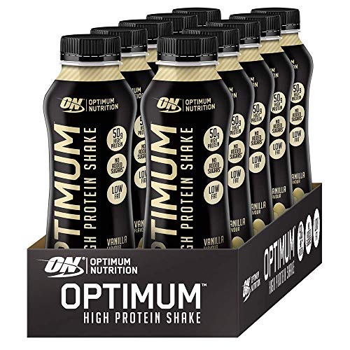 Optimum Nutrition ON High Protein Shake, Batidos de Proteinas para Aumentar Masa Muscular, Paquete de 10 Batidos, Vainilla, 10 x 500 ml