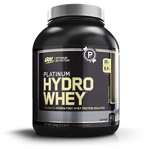Optimum Nutrition ON Platinum Hydro Whey, Proteínas en Polvo, para Masa Muscular y Musculacion, fuente de BCAA, bajo en Calorías, Chocolate, 40 porciones, 1.6 kg