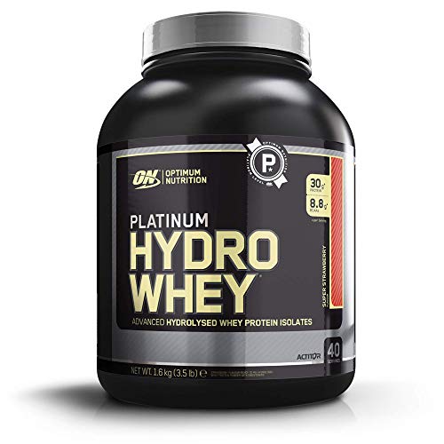 Optimum Nutrition ON Platinum Hydro Whey, Proteínas en Polvo, para Masa Muscular y Musculacion, fuente de BCAA, bajo en Calorías, Fresa, 40 porciones, 1.6 kg