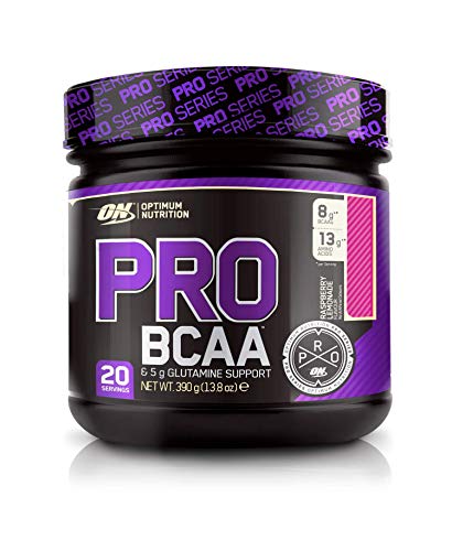 Optimum Nutrition ON PRO BCAA, Aminoácidos Ramificados en Polvo con Glutamina, Limonada de Frambuesa, 20 Porciones, 390 g