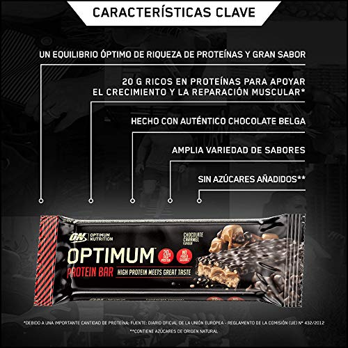 Optimum Nutrition ON Protein Bar Barritas Proteínas con Whey Protein Isolate, Dulces Altas en Proteína y Low Carb, Chocolate y Caramelo, 10 Barras (10 x 60 gr)