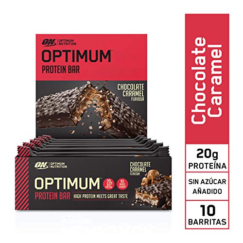 Optimum Nutrition ON Protein Bar Barritas Proteínas con Whey Protein Isolate, Dulces Altas en Proteína y Low Carb, Chocolate y Caramelo, 10 Barras (10 x 60 gr)