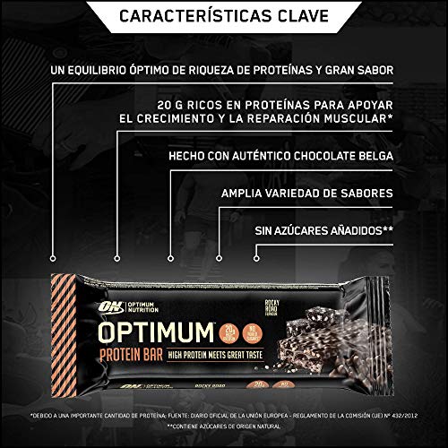 Optimum Nutrition ON Protein Bar Barritas Proteínas con Whey Protein Isolate, Dulces Altas en Proteína y Low Carb, Rocky Road, 10 Barras (10 x 60 gr) Optimum Nutrition ON Protein Bar Barritas Proteínas con Whey Protein Isolate, Dulces Altas en Proteína y Low Carb, Rocky Road, 10 Barras (10 x 60 gr)
