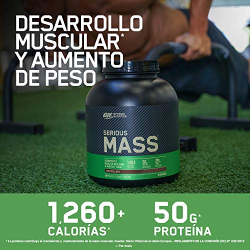 Optimum Nutrition ON Serious Mass Proteina en Polvo Mass Gainer Alto en Proteína, con Vitaminas, Creatina y Glutamina, Chocolate Mantequilla de Cacahuete, 16 Porciones, 5.45kg, Embalaje Puede Variar