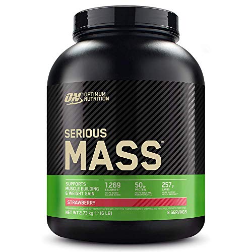 Optimum Nutrition ON Serious Mass Proteina en Polvo Mass Gainer Alto en Proteína, con Vitaminas, Creatina y Glutamina, Fresa, 8 Porciones, 2.73 kg, Embalaje Puede Variar