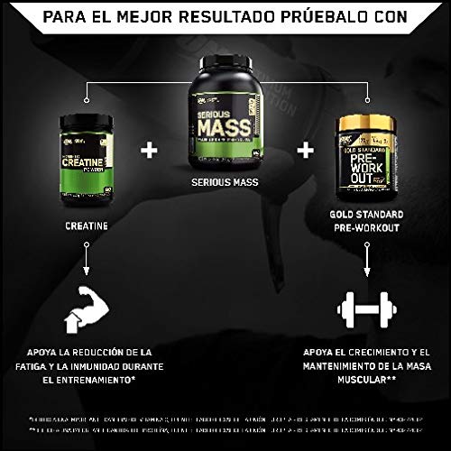 Optimum Nutrition ON Serious Mass Proteina en Polvo Mass Gainer Alto en Proteína, con Vitaminas, Creatina y Glutamina, Galletas y Crema, 8 Porciones, 2.73kg, Embalaje Puede Variar