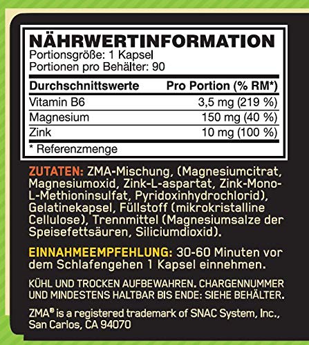 Optimum Nutrition ZMA Soporte Vitamina y Mineral 90 Cápsulas 90 g Optimum Nutrition ZMA Soporte Vitamina y Mineral 90 Cápsulas 90 g