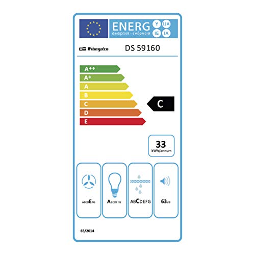 Orbegozo DS 59160 IN - Campana decorativa extractora, 3 velocidades, 2 filtros desmontables, 2 bombillas, acabado inox, extracción 329,3 m3/h, 65 W