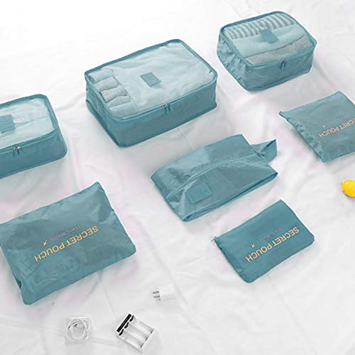 Organizador de Equipaje 7 en 1 Set Organizador de Maletas Impermeable Viaje con Bolsa de Zapato, Material Nylon-Meowoo(Lago Azul) Organizador de Equipaje 7 en 1 Set Organizador de Maletas Impermeable Viaje con Bolsa de Zapato, Material Nylon-Meowoo(Lago Azul)
