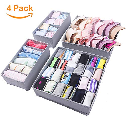 Organizador de Ropa Interior Plegable Organizador de Armario Plegable cajón Divisor 4 Juegos, Plegable Ropa Interior Organizador de Armario para almacenar Calcetines, Bufandas, Sujetador, Corbata Organizador de Ropa Interior Plegable Organizador de Armario Plegable cajón Divisor 4 Juegos, Plegable Ropa Interior Organizador de Armario para almacenar Calcetines, Bufandas, Sujetador, Corbata