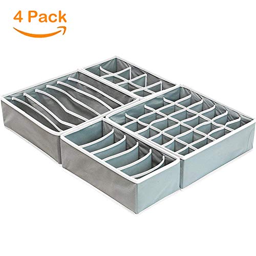 Organizador de Ropa Interior Plegable Organizador de Armario Plegable cajón Divisor 4 Juegos, Plegable Ropa Interior Organizador de Armario para almacenar Calcetines, Bufandas, Sujetador, Corbata Organizador de Ropa Interior Plegable Organizador de Armario Plegable cajón Divisor 4 Juegos, Plegable Ropa Interior Organizador de Armario para almacenar Calcetines, Bufandas, Sujetador, Corbata