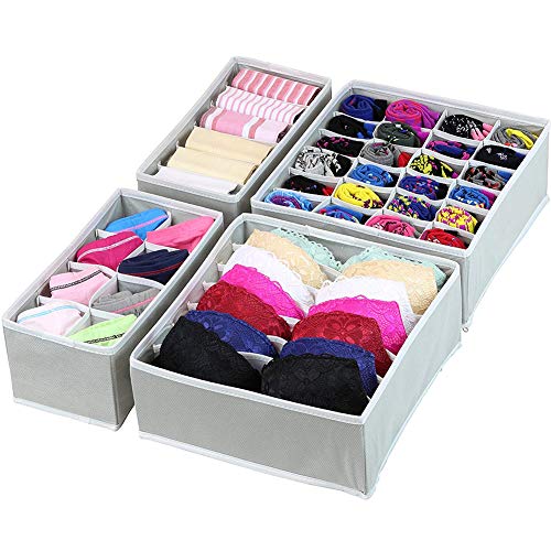 Organizador de Ropa Interior Plegable Organizador de Armario Plegable cajón Divisor 4 Juegos, Plegable Ropa Interior Organizador de Armario para almacenar Calcetines, Bufandas, Sujetador, Corbata Organizador de Ropa Interior Plegable Organizador de Armario Plegable cajón Divisor 4 Juegos, Plegable Ropa Interior Organizador de Armario para almacenar Calcetines, Bufandas, Sujetador, Corbata