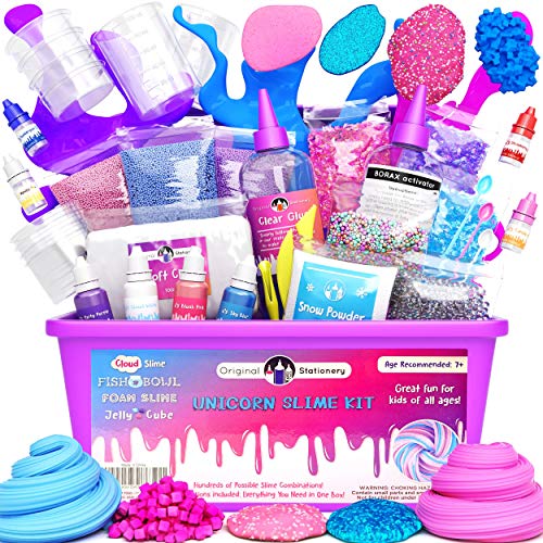 Original Stationery Slime Kit Unicornio Completo - Regalos de niñas - Suplementos para Slime de Unicornios, Purpurina, Arcilla Blanda, Plastilina, Floam Rosa