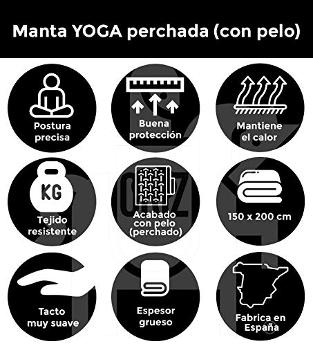 Oriz Manta de Yoga 150x200 perchada (con Pelo) Gruesa de 380 gr/m2 Fabricada en España