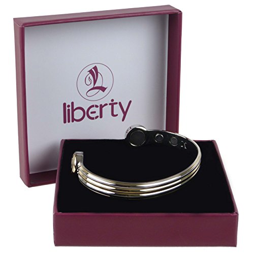 Oro/plata Triple banda 6 Fuerte Iman Liberty Health pulsera de cobre