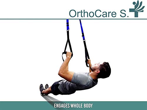 Ortho Care S Fitness - Entrenamiento en Suspension/Funcional con Cuerdas. Kit Multifuncion Gimnasia - Fortalecimiento, Resistencia y Tonificacion Muscular. con Anclaje para Puerta.…